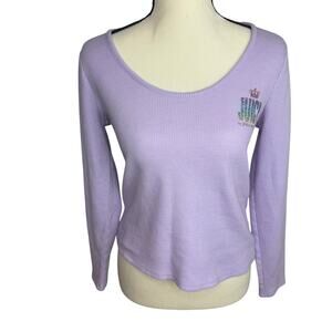 Juicy Couture Lavender Waffle Knit Logo Top Girl's  Medium Crown Graphic